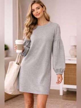 lou and grey sweatshirt dress Let's See Heather Grey Cowl Neck Sweater Dress – Shop the Mint main image 0